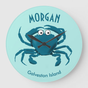 Horloge de cuisine ronde de plage crabe bleu