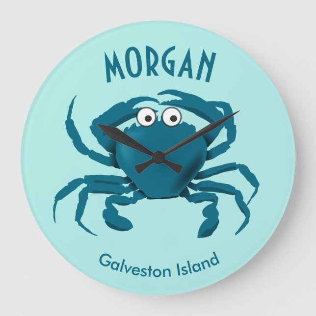 Horloge de cuisine ronde de plage crabe bleu (Recto)