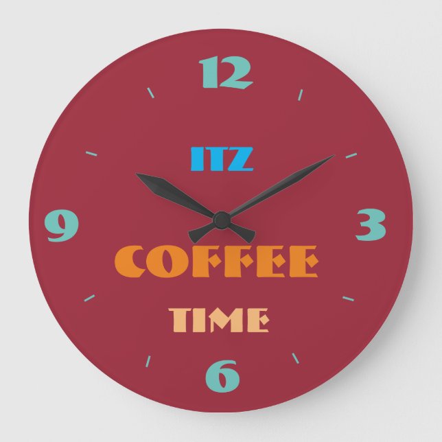 Horloge de cuisine rouge tendance "Itz Coffee Time (Recto)