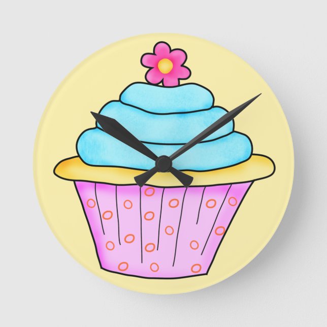 Horloge de cupcake rose et turquoise (Recto)