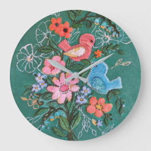 horloge de fleurs et d'oiseaux