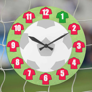 Horloge de Football - avec Maillots Rouges