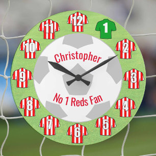 Horloge de football - Chemises rayées rouges et bl