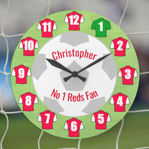 Horloge de football - Chemises rouges et blanches