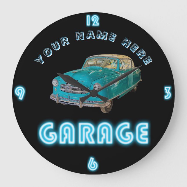 Horloge DE GARAGE NEON personnalisée AJOUTER des v (Recto)