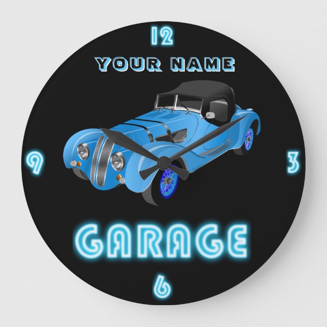Horloge DE GARAGE NEON personnalisée AJOUTER Nom c (Recto)