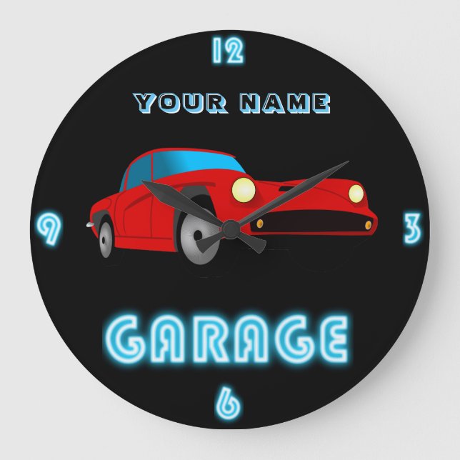 Horloge DE GARAGE NEON personnalisée AJOUTER Nom c (Recto)