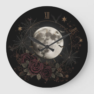 Horloge de Halloween botanique d'automne lunatique