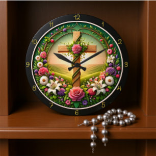 Horloge de jardin Floral Welcome Cross Garden