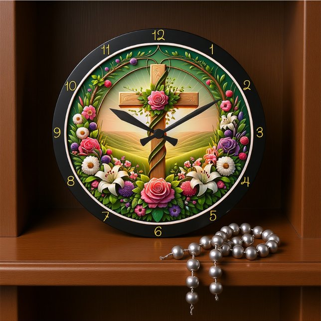 Horloge de jardin Floral Welcome Cross Garden (Créateur téléchargé)