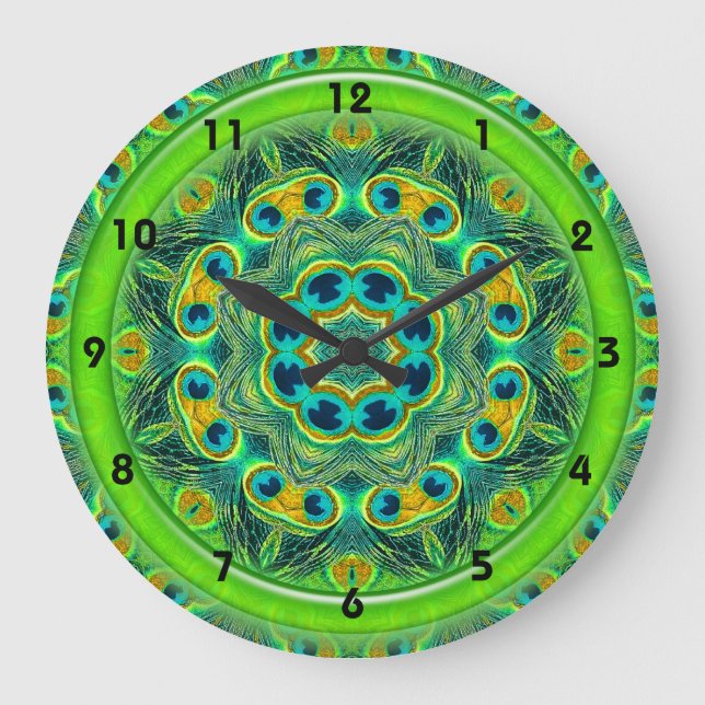 Horloge de KALÉIDOSCOPE de PLUME de PAON (Recto)