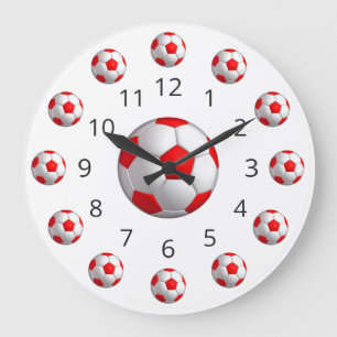 Horloge de la balle de football rouge avec nombre