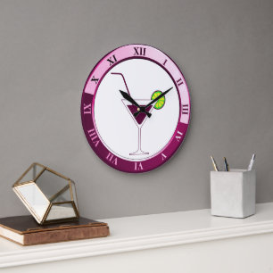 Horloge de la barre Martini rose et blanc