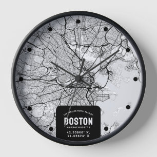 Horloge de la carte de Boston City