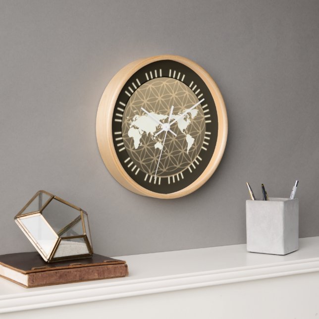 Horloge de la carte du monde Boho (Bureau)