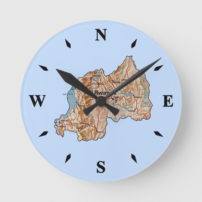 Horloge de la carte du Rwanda (Recto)