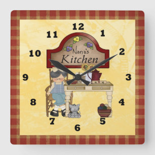 Horloge de la cuisine de campagne de Nana