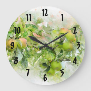 Horloge de la cuisine de la pomme verte