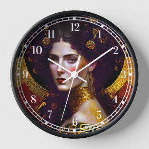 Horloge de la déesse reine inspirée par Klimt