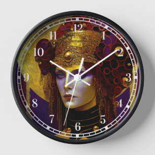 Horloge de la déesse reine inspirée par Klimt