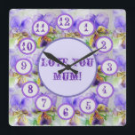 Horloge de la paroi acrylique de l'aquarelle viole<br><div class="desc">Aquarelle violette Viola Floral Acrylique Horloge murale. Un beau design forme une de mes aquarelles originales.</div>
