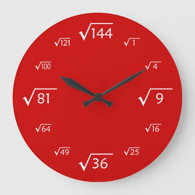Horloge de la paroi racine carré (rouge/blanc) (Recto)