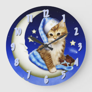 Horloge de la pépinière de chats en lumière de la 
