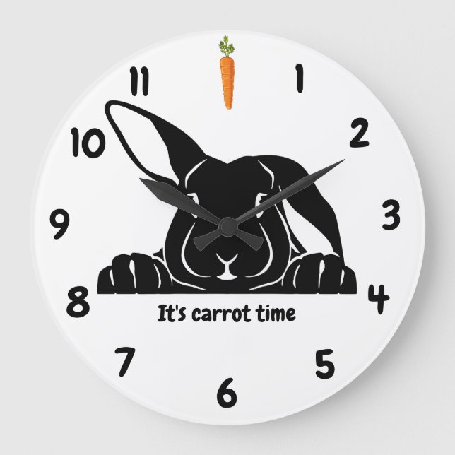 Horloge de la tête de lapin noir et blanc