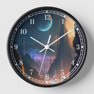 Horloge de la ville futuriste de science-fiction