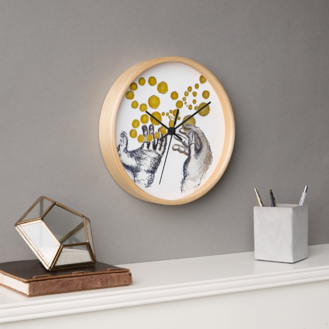 Horloge de l'artiste avec Mains tendues avec Globe (Bureau)