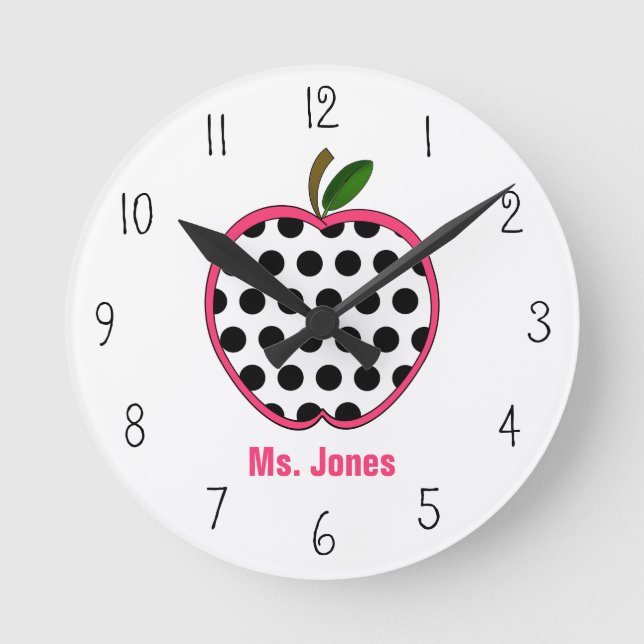Horloge de l'enseignant de la pomme Polka Dot (Recto)