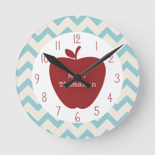 Horloge de l'enseignant Red Apple Aqua Chevron