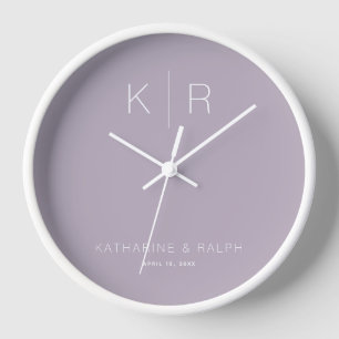 Horloge de mariage à monogramme Simple Moderne Dus