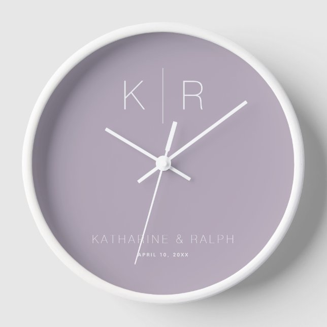 Horloge de mariage à monogramme Simple Moderne Dus (Recto)