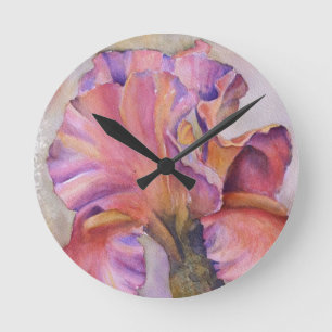 HORLOGE DE MUR ORCHIDE EXOTIQUE ROSE ET PURPLE
