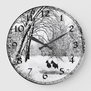 Horloge de neige hivernale écossaise Terrier