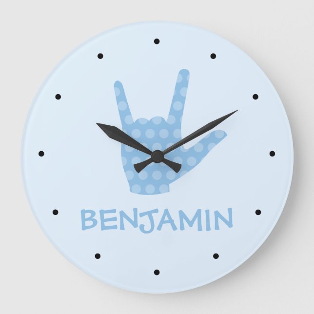 Horloge de nom de garçon langue des signes je t'ai (Recto)