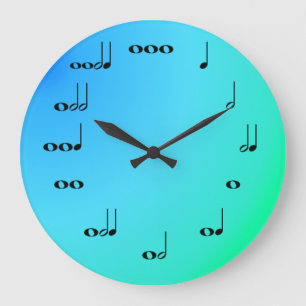 Horloge de notes musicales sur le bleu et le vert