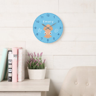 Horloge de nurserie à nom personnalisé Ocean Squid