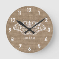 Horloge de papillon inspirée par Burlap