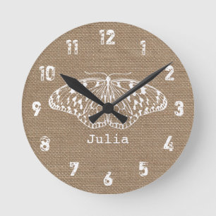 Horloge de papillon inspirée par Burlap