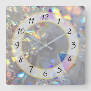 Horloge de pierre blanche en argent métallique Fau