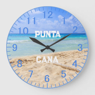 Horloge de plage en sable bleu personnalisée