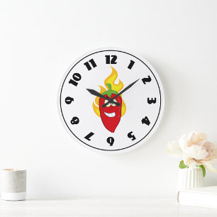 Horloge de poivre de chili flamboyant