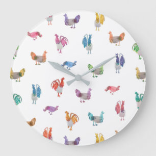 Horloge de poulet aquarelle