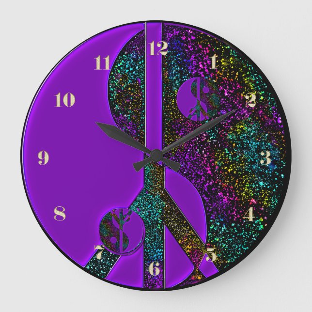 Horloge de signe de paix de Yin Yang de parties (Recto)
