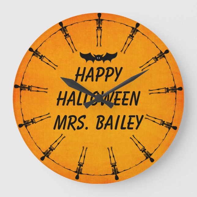 Horloge de squelette Halloween personnalisée (Recto)