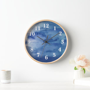 Horloge Décor de plage d'eau bleue Abstraite grande horlog