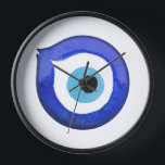 Horloge Décoration des yeux mal, oeil mal<br><div class="desc">Cette horloge attrayante présente un design complexe Evil Eye, symbolisant la protection contre l'énergie négative et apportant de la chance. Sa couleur bleu hypnotique ajoute un effet apaisant et apaisant à votre décor de maison. Cette horloge sert d'accessoire décoratif pour la maison, complétant divers styles intérieurs de bohème à moderne....</div>
