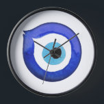 Horloge Décoration des yeux mal, oeil mal<br><div class="desc">Cette horloge attrayante présente un design complexe Evil Eye, symbolisant la protection contre l'énergie négative et apportant de la chance. Sa couleur bleu hypnotique ajoute un effet apaisant et apaisant à votre décor de maison. Cette horloge sert d'accessoire décoratif pour la maison, complétant divers styles intérieurs de bohème à moderne....</div>